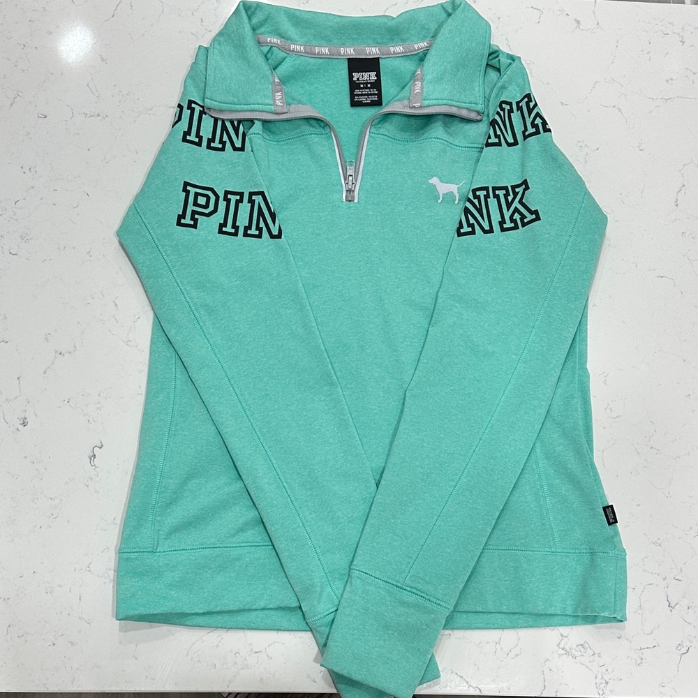 PINK Victoria's Secret Women's Teal Cowl Neck Sweater